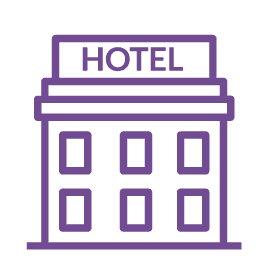 Hotel icon vector: A simple, elegant icon representing a hotel. Perfect for use in websites, apps, or any hospitality-related design.